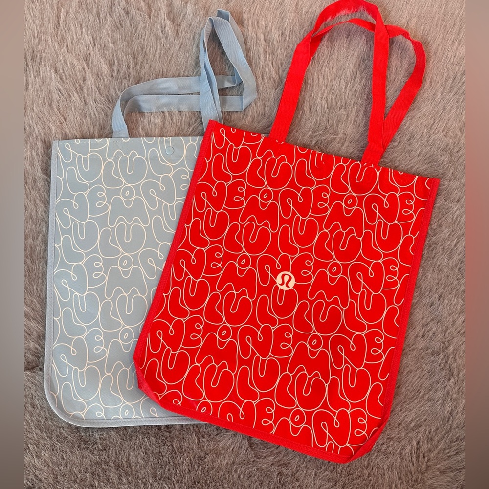 Lululemon NEW reusable bags /  Red and Sky blue